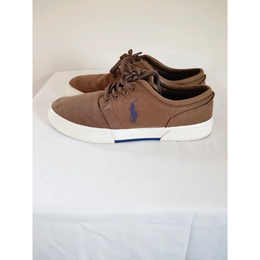 Polo Ralph Lauren Men 7.5D Brown Faxon Low-Top Old Money Preppy Resort Sneakers